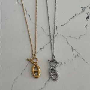 Gold and Silver Pendant Necklace Set